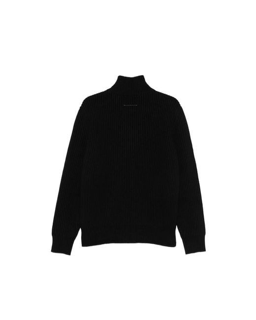 MM6 by Maison Margiela Black Ribbed-Knit Zip-Up Sweater for men