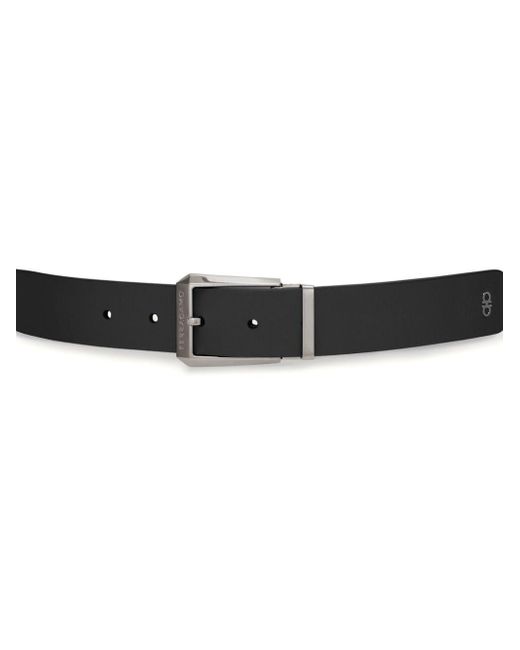 Ferragamo Black Logo-engraved Reversible Leather Belt for men