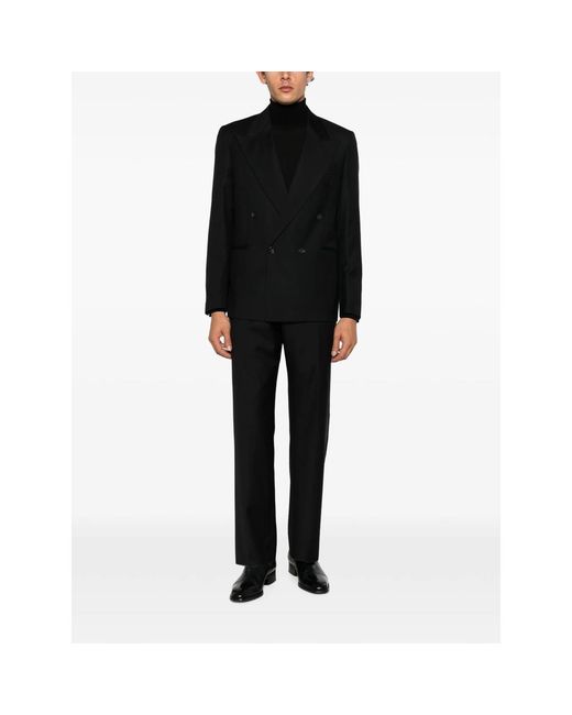 época Black Double-Breasted Peak-Lapel Suit for men