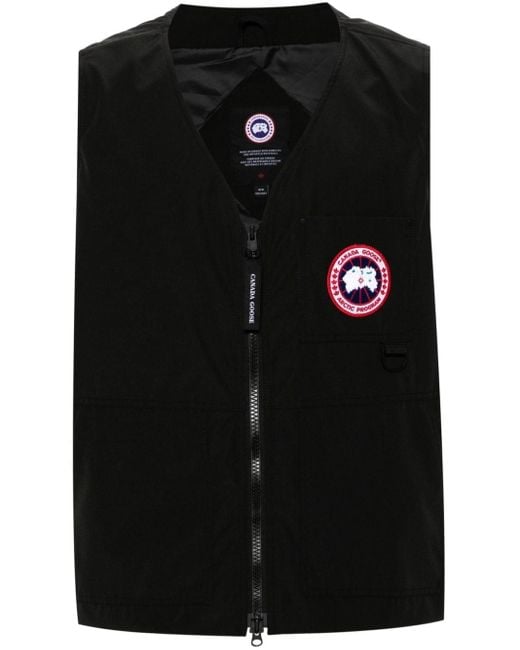 Canada Goose Black Logo-Patch Zip-Up Vest for men