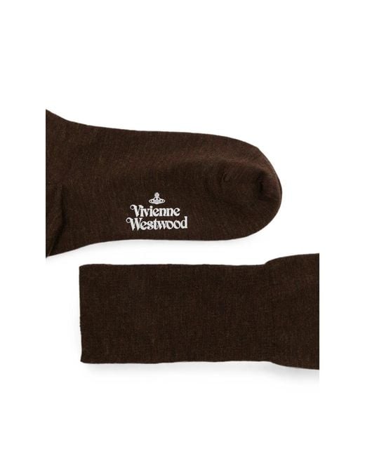 Vivienne Westwood Brown Orb-Embroidered Socks for men