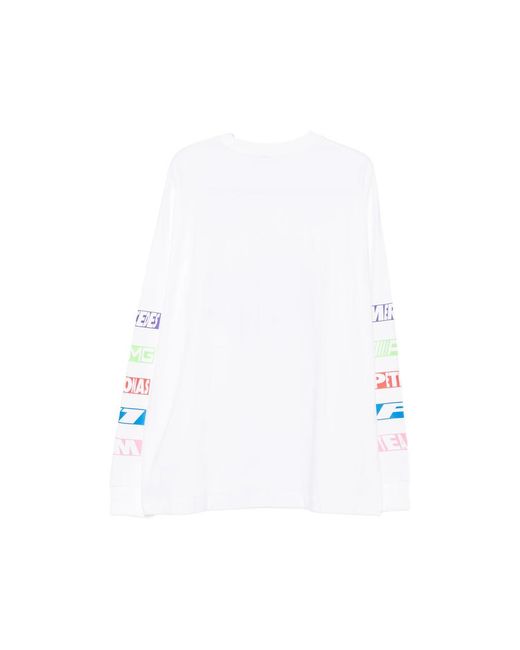 Adidas White Logo-Print Long-Sleeve T-Shirt for men