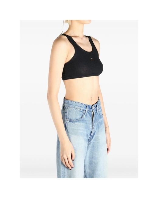 Baserange Black Ribbed Crop Top