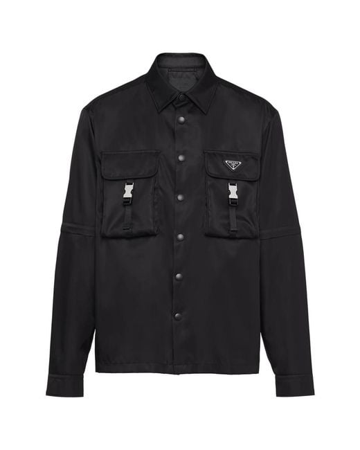 Prada Black Re-Nylon Triangle-Logo Shirt for men
