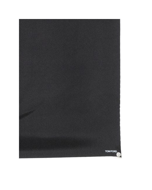 Tom Ford Black Logo-Print Pocket Square for men