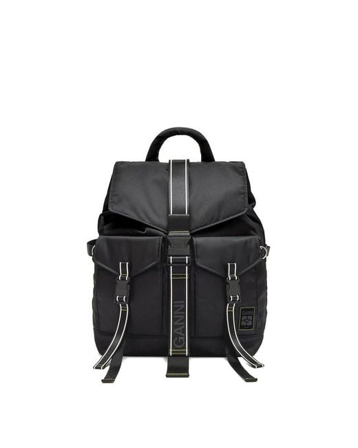 Ganni Black Re-Tech Buckled Backpack