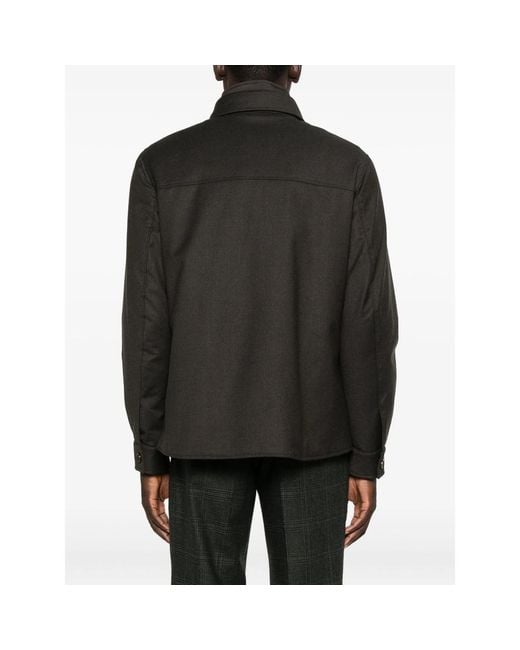 Moorer Black Button-Fastening Flap-Pocket Jacket for men