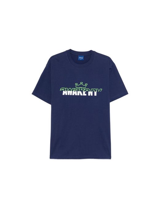 Awake Couture Blue Headcrack Champs Logo-Detail T-Shirt for men