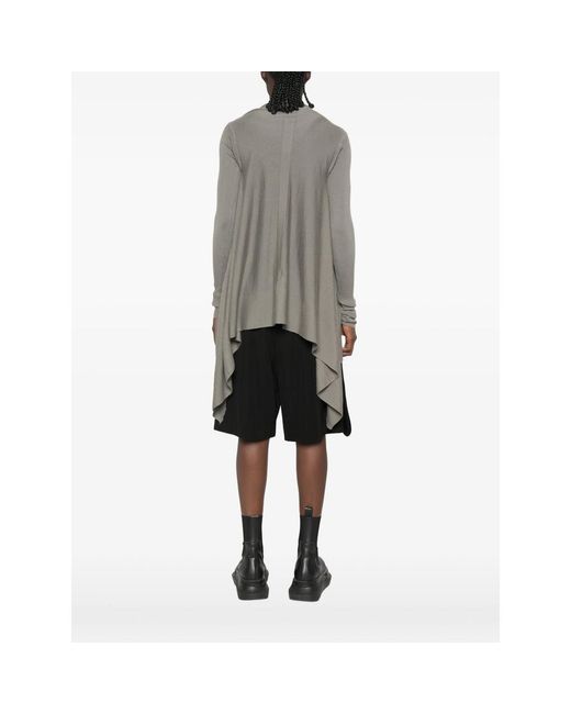 Rick Owens Gray Long-Sleeve Asymmetric Cardigan