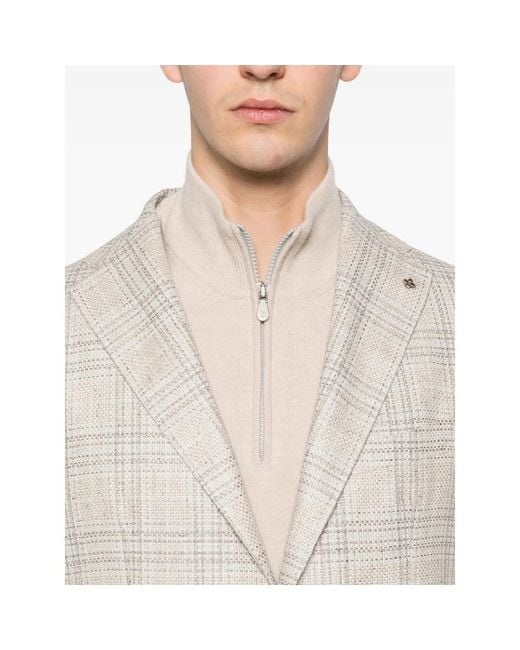 Tagliatore White Long-Sleeve Raw Jacket for men