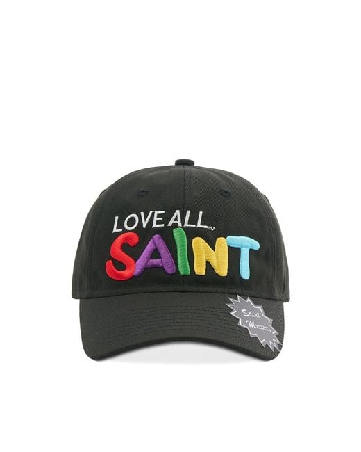 SAINT Mxxxxxx Black Embroidered-Logo Baseball Cap for men