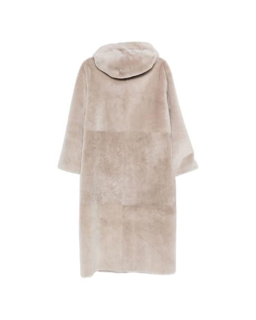 Simonetta Ravizza Natural Hooded Shearling Coat