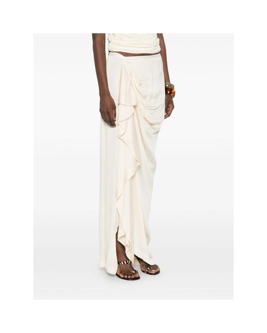 Bondi Born White Draped Long Skirt