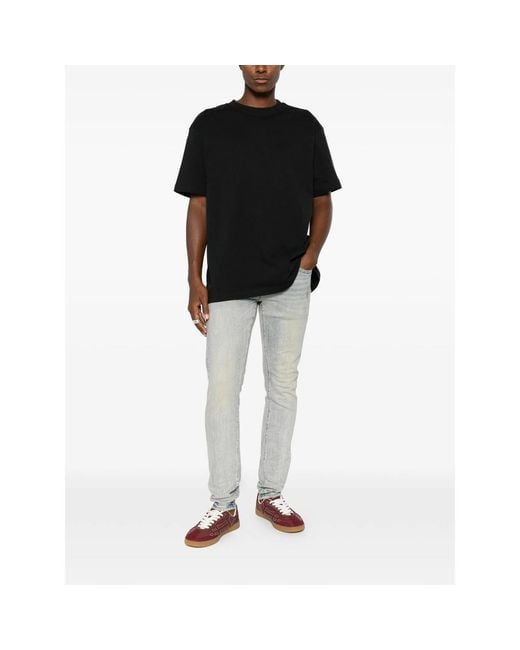 Purple Brand Black Logo-Print Crew-Neck T-Shirt for men