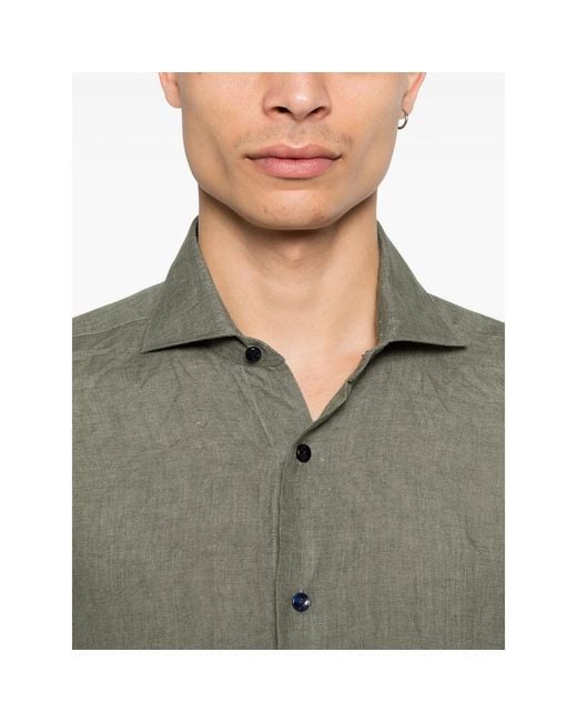 Barba Napoli Gray Button Shirt for men