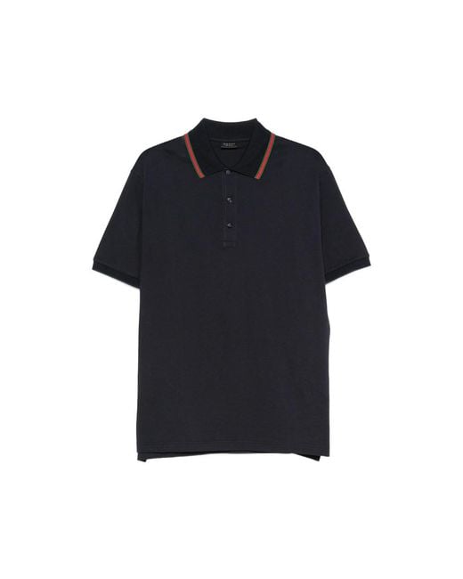 Gucci Black Web-Stripe Piqué Polo Shirt for men