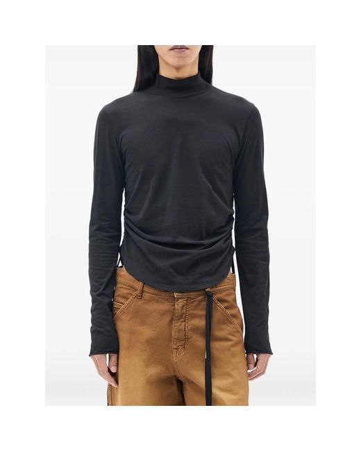 Ann Demeulemeester Blue Lenart Mock-Neck T-Shirt for men