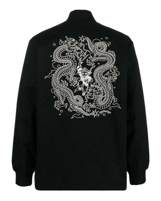 RIPNDIP Black Embroidered-Design Cotton Shirt Jacket for men