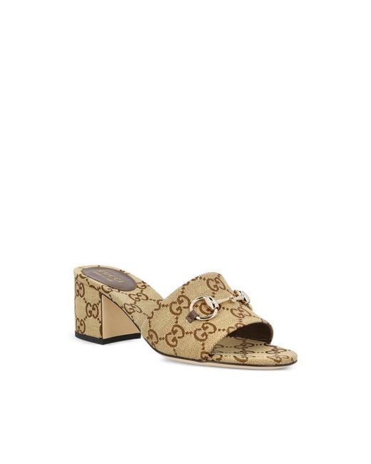 Gucci Natural Logo-Patterned Sandals