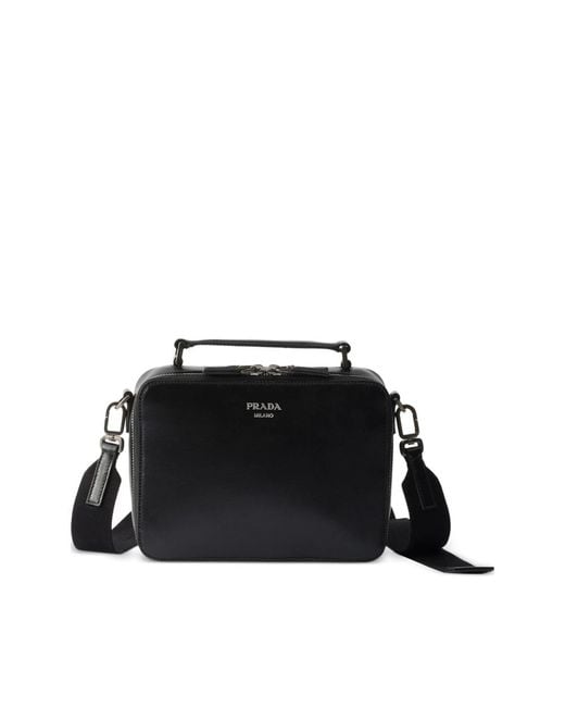 Prada Black Brique Leather Bag for men