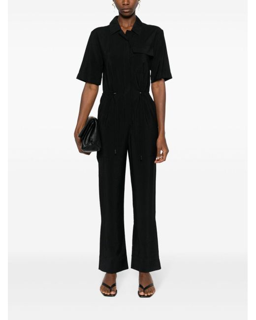 Calvin Klein Black Textured Buttoned Jumpsuit