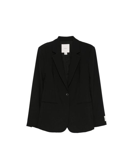 Calvin Klein Black Single-Breasted Logo-Patch Jacket