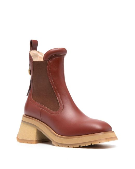 Moncler Brown Gigi 70Mm Leather Chelsea Boots