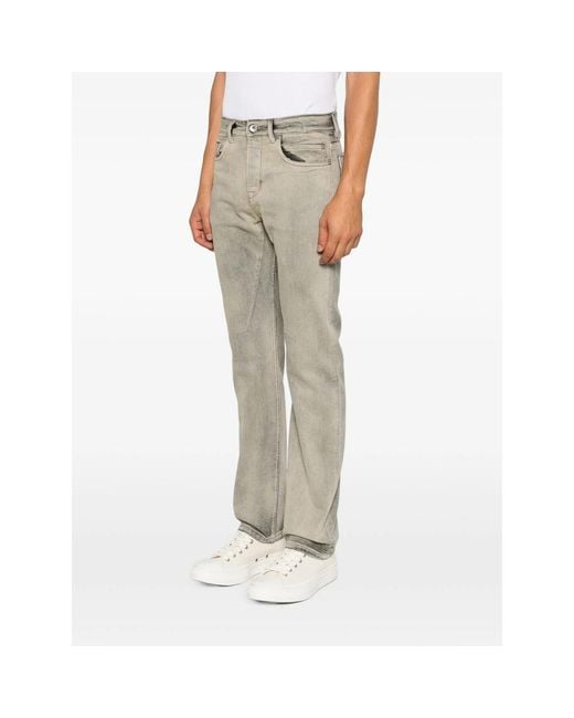 Rick Owens Gray Fog Cut Faded-Effect Jeans for men