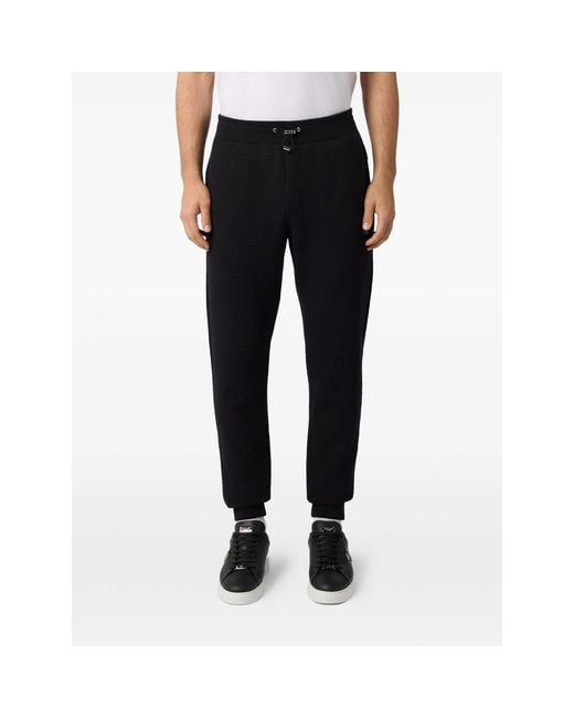 Philipp Plein Black Logo-Patch Track Pants for men