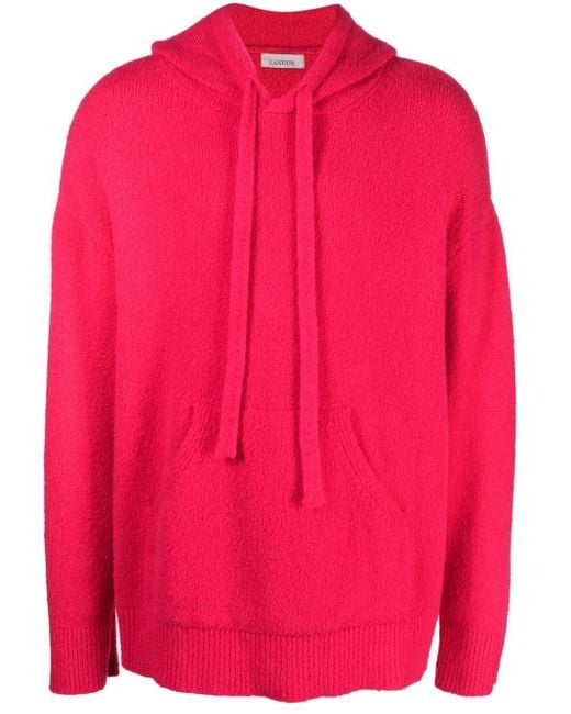 Laneus Pink Wintercot Brushed-Knit Hoodie for men