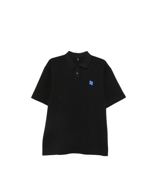 Adererror Black Logo-Patch Polo Shirt for men
