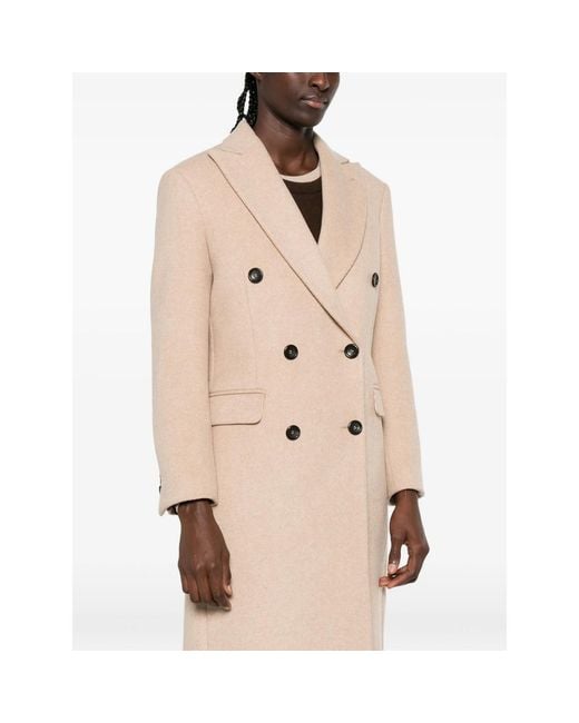Eraldo Natural Double-Breasted Peaked-Lapel Coat