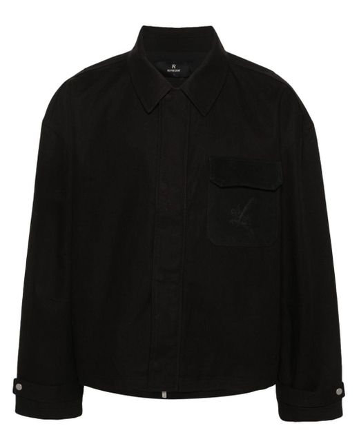 Represent Black Logo-Engraved Cotton Jacket for men