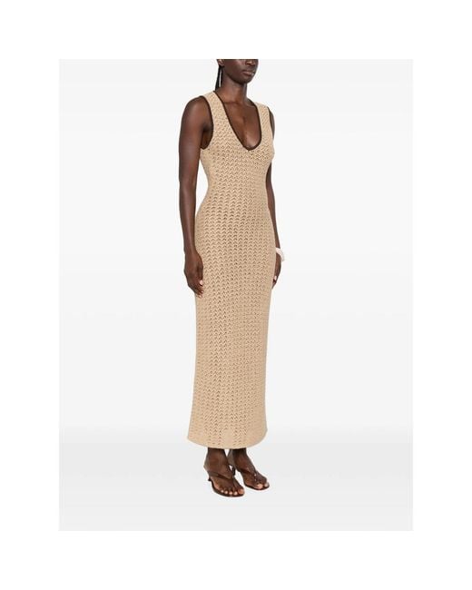 Sir Natural Crochet-Knit Open-Back Maxi Dress