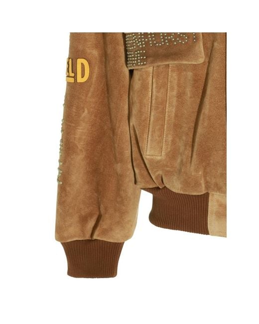 Paly Hollywood Brown Sunset Embellished Suede Jacket for men