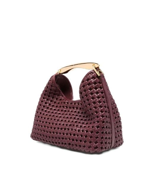 Elleme Purple Boomerang Woven Leather Top-Handle Tote Bag