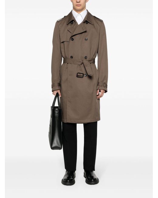 Eraldo Brown Twill Double-Breasted Trench Coat for men