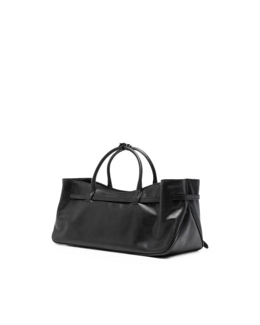 MARGE SHERWOOD Black Grandma Used Belt-Detail Leather Tote Bag
