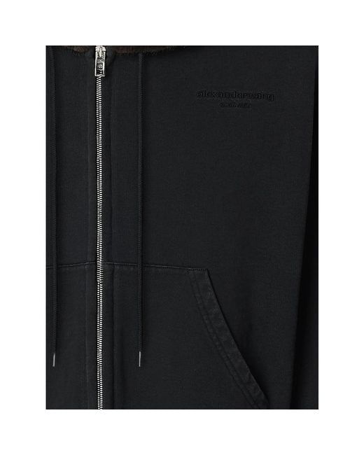 Alexander Wang Black Zip-Up Hoodie W/ Faux Fur Hood