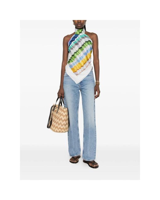 Agolde Blue Pressed-Crease Wide-Leg Jeans
