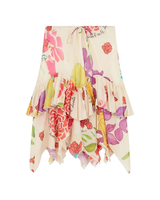 Donde Esteban Pink Floral-Print Midi Skirt