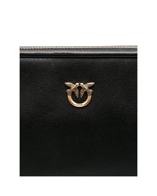 Pinko Black Leather Mini Half Moon Crossbody Bag