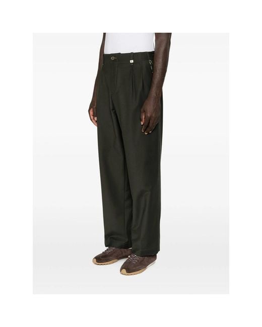 Myths Gray Pleated-Front Straight-Leg Trousers for men