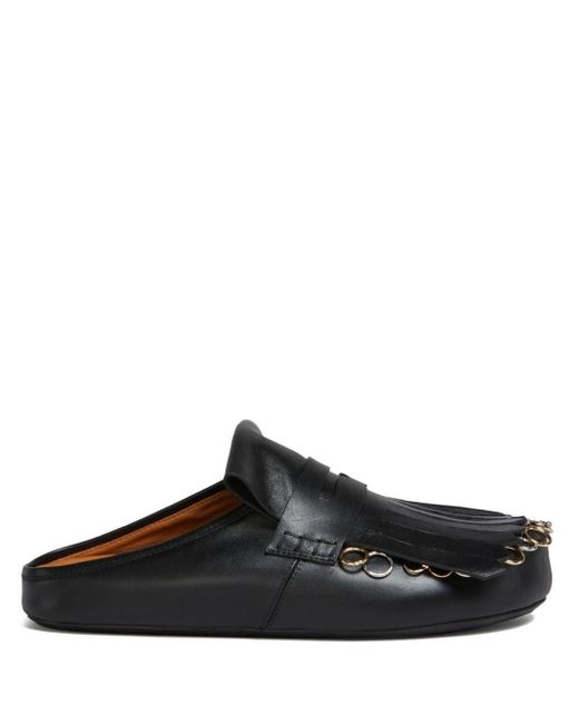 Marni Black Fringed Leather Sandals for men