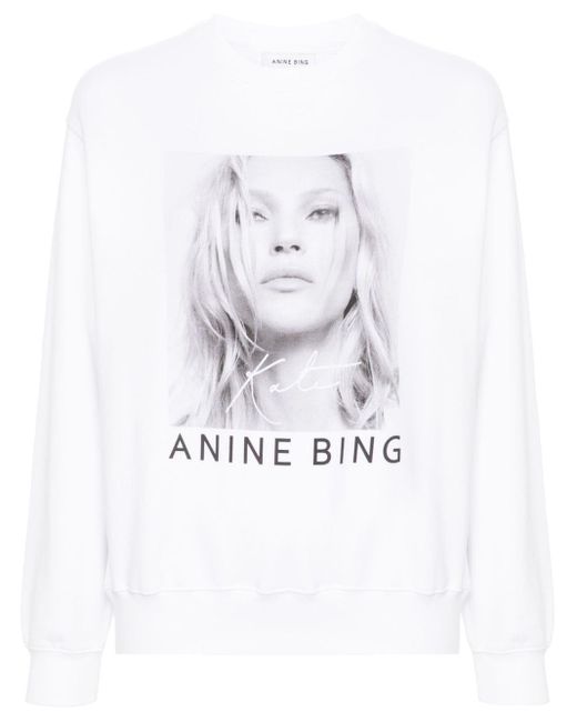 Anine Bing White Ramona Cotton Sweatshirt