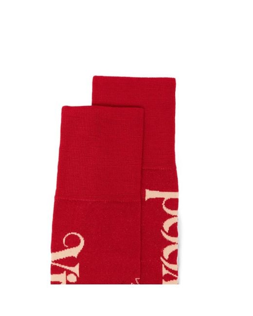 Vivienne Westwood Red Logo-Print Orb-Motif Socks for men