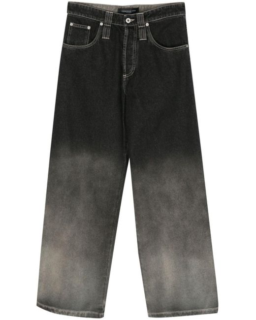 FEDERICO CINA Gray Faded-Effect Wide-Leg Jeans for men
