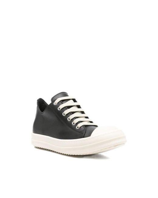 Rick Owens Black Leather Sneakers