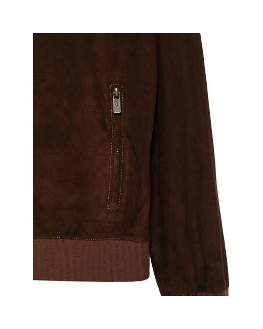 SANTORO Brown Suede Bomber Jacket for men