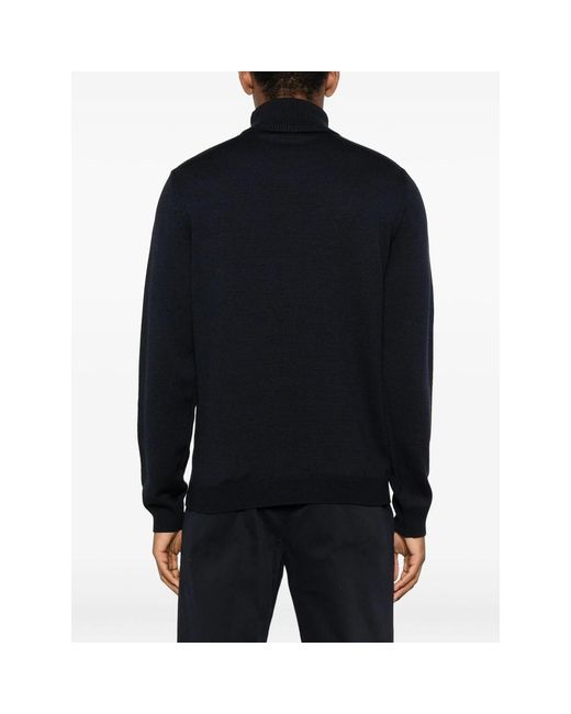 Roberto Collina Black Turtleneck Merino Wool Sweater for men